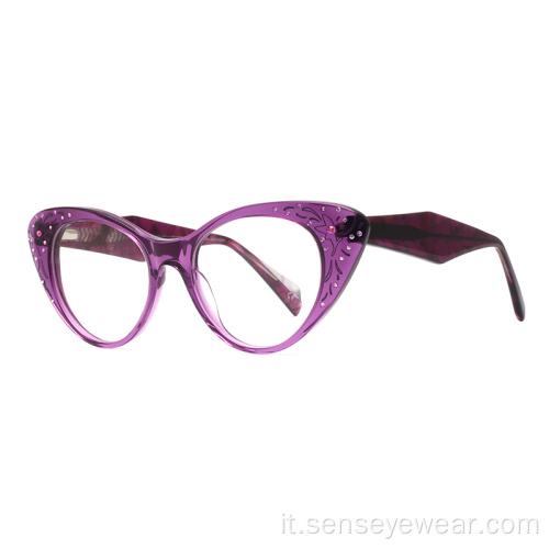 Bicchieri da cornice ottica acetato con strass da donna